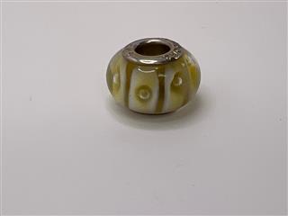 PANDORA YELLOW AND WHITE STRIPES EUROPEAN BEAD CHARM